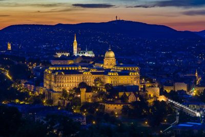 Buda Castle from Citadel, Gellert-hill, in blue hour